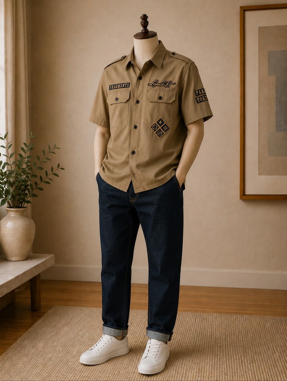 Louis Vuitton x Fragment Design Military Shirt size Medium